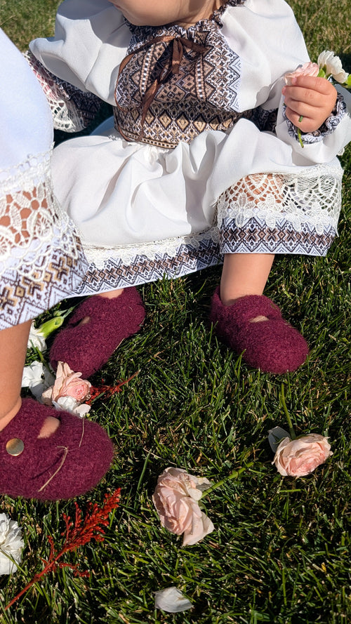 Tiny Steps Mary Janes - Heritage Plum