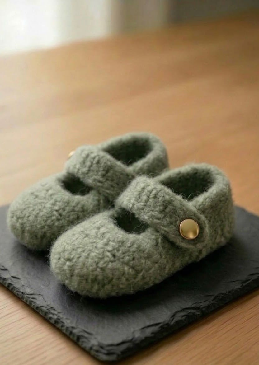 Tiny Steps Mary Janes - Sage Green